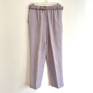 VINTAGE ALFRED DUNNER Lilac Lavender Purple White Plaid Pull On Trousers Pants